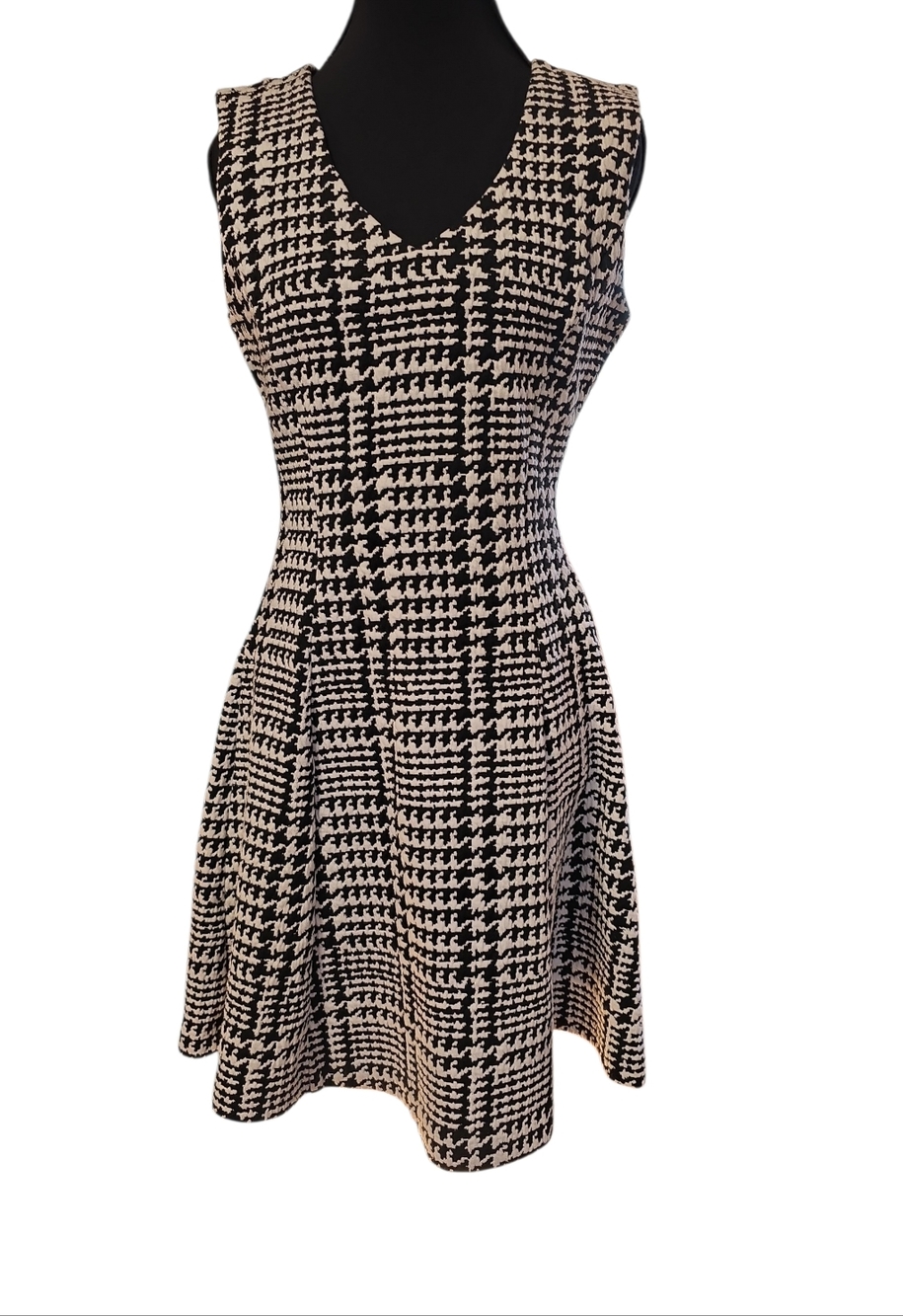 Jasmine and Juliana Black and White Preppy Houndstooth Sleeveless Dress S - Picture 3 of 5